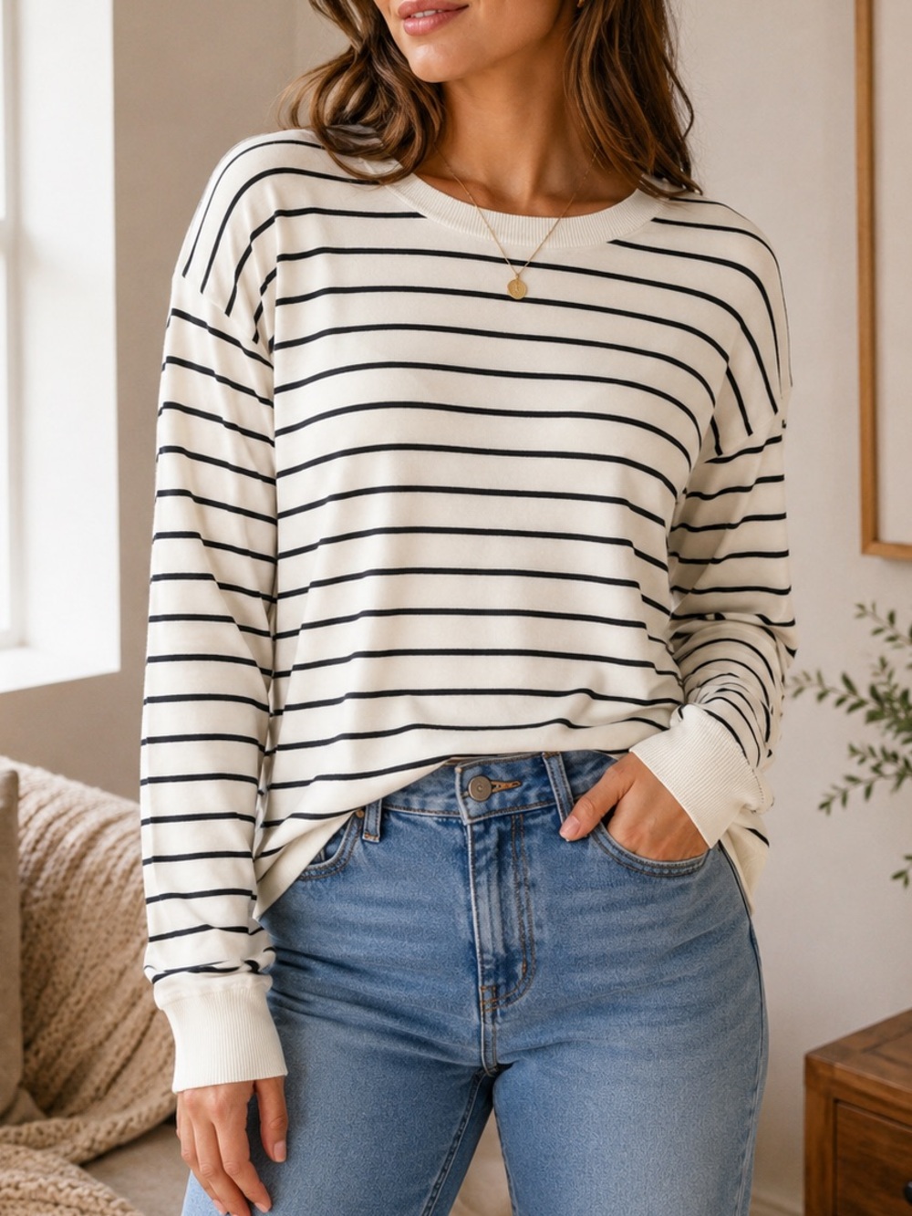 Marled striped sweater